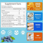 L-Lysine Gummies 1000mg, 5 in 1 Extra Strength for Immune Support, Skin & Lip Health, Chewable Lysine Supplement for Kids Adults, 60 Count