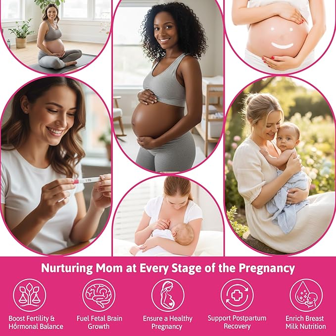 Prenatal Vitamin for Womem, 37-In-1 Multivitamin Gummies w/Omega-3 DHA, Methylfolate, Choline, Iron, Vitamin B12 B6 D3 C, Postnatal Vitamins Support Mom & Baby | Before, During & After Pregnancy, 60Ct
