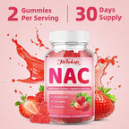 NAC Gummies for Adults & Kids 1000mg Per Serving, NAC Supplement N-Acetyl Cysteine for Immune, Glutathione & Antioxidant Support, Sugar-Free Vegan Strawberry Flavor, 60 Count