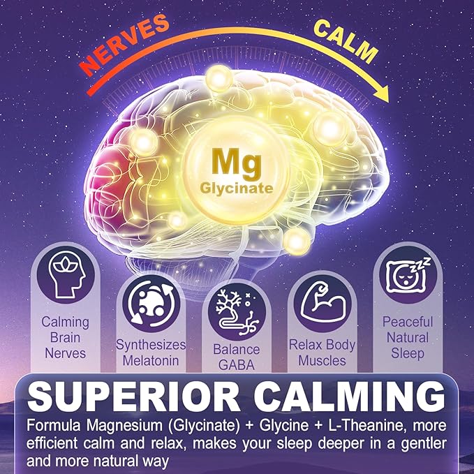 Magnesium Glycinate Gummies for Kids 6+ & Adults, Kids Magnesium Sleep Aid Gummies 500mg/250mg with L Theanine, B6, Glycine, Zinc for Sleep, Calm, Relax Brain, Muscle, Melotonin Free, Sugar Free, 60Ct