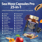 Totaria 25-in-1 Sea Moss Capsules, 120 Capsules per Bottle, 2 Bottles