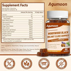 10-in-1 Wormwood Black Walnut Clove Gummies for Adults,Herbal Supplement for Gut Cleanse & Digestive Wellness with Garlic,Turmeric,Pumpkin Seed,Oregano,Moringa,60 Gummies