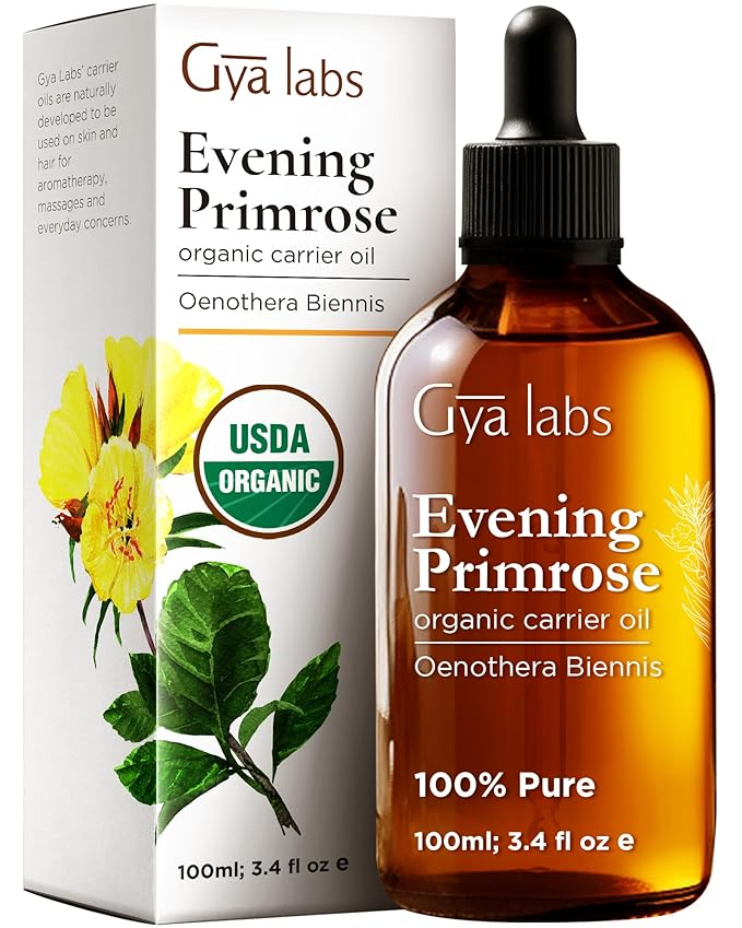 Gya Labs Organic Pumpkin Seed Oil for Hair & Organic Evening Primrose Oil for Dry Skin Set - Aromatherapy Grade Essential Oils Set - 2x3.4 fl oz