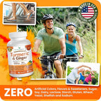 Turmeric and Ginger Supplement - Organic Turmeric & BioPerine - 95% Curcuminoids for Joint Support & Digestion | High Absorption Black Pepper Extract, Vegan, Curcumin Pills, Extra Strength 90 Capsules