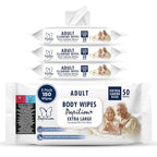 PAPILION Adult Body Cleaning Wipes, Extra Large Washcloths with Aloe Vera & Vitamin E, No-Rinse Cleansing for Senior Care, Bed Bath, Travel, Incontinence Care, Flip-Top Pack, 50 PCS x 3 Pack