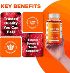 Vitamatic Vitamin D3 & K2 Gummies (2-Pack, 60 Count) Supports Healthy Bones, Heart Health, Calcium Absorption, and Immune Function Plant-Based, Non-GMO, Gluten-Free