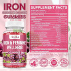 Iron & Hormone Balance for Women Gummies, 40mg Iron Supplement Anemia with multivitamin for Women, Zinc, Selenium, Iodine - for Iron Deficiency - Natural Hormonal Support for PMS, Vegan 60 Count