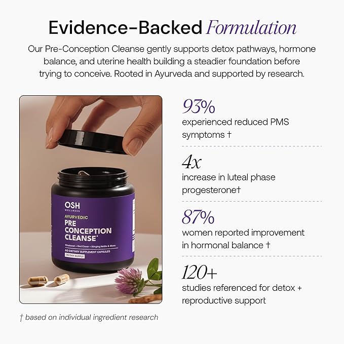 Ayurvedic Preconception Cleanse | Ovarian & Uterus Cleanse for Hormonal Balance | TTC Support | PCOS Supplements | Cycle Regularity | with Stinging Nettle, Red Clover, and more | 30 Servings
