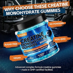 Creatine Monohydrate Gummies Complex 8000mg for Men & Women, Sugar Free Creatine Gummy with L-Taurine, BCAA 2:1, B12＆6, for Muscle Growth, Energy Boost & Recovery, Vegan, Gluten-Free, 120 Count