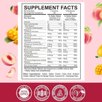 Iron Supplement Gummies for Kids - with Calcium, Zinc, Kids Multivitamin with Iron Gummies - Immune Support, Blood Builder & Energy Support for Iron Deficiency, Anemia, Peach & Mango Flavor, 60 Count