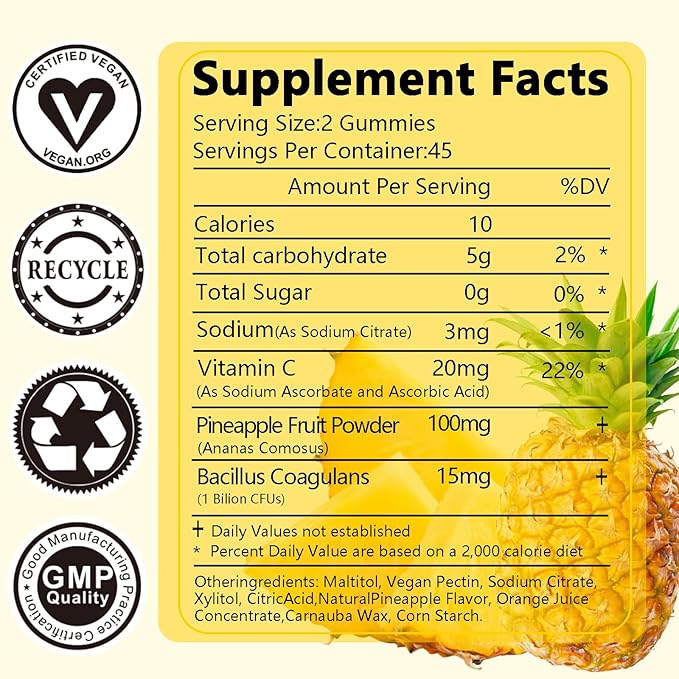 Suiyilary Feminine Probiotics Gummies for Women, Pineapple Gummies PH Balance, Premium Vaginal Health, Immune Support, Vegan, Gluten-Free, Hawaiian Pineapple 90 Gummies 45 Servings