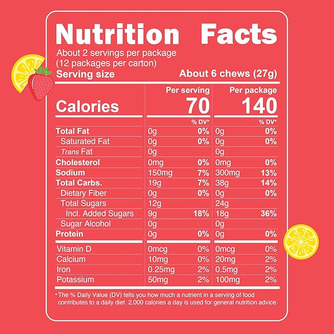 Noogs Sour Energy Chews, Strawberry Lemonade Caffeinated Electrolyte Energy Gummies, 50mg Green Tea Caffeine, Sour Candy Flavored Alternative to Running Gels, Vegan & Gluten Free, 12 Pack