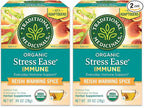 Traditional Medicinals Organic, Stress Ease Immune with Adaptogens, Reishi Warming Spice - Immune Support with Astragalus - Kosher, Non-GMO, Caffeine-Free, Compostable - 16 Count (Pack of 2)