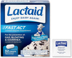 Lactaid Fast Act Lactose Intolerance Relief Caplets with Lactase Enzyme to Prevent Gas, Bloating & Diarrhea Due to Lactose Sensitivity, Ideal for Travel & On-the-Go, 32 Packs of 1-Count