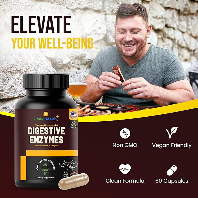 Digestive Enzymes for Foodies | Digestive Support for Meat, Carbs, Fat, Milk and Vegetable Digestion – Pharmacist Formulated 60 Count - USA