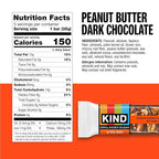 Kind Zero Added Sugar Healthy Snacks Bars, Peanut Butter Dark Chocolate, Gluten Free, High Fiber, Keto Snacks, 5g Protein, 5 Count