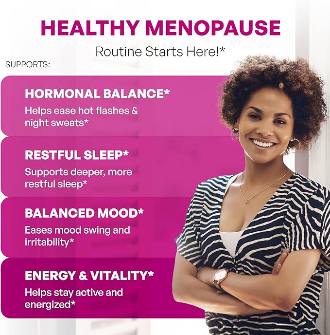 Complete Menopause Support Supplement For Women | With Ashwagandha, Black Cohosh, Dong Quai & Muira Puama | Helps Easing Hot Flashes, Night Sweats, Mood Swings, Hormone Balance & Harmony | 60 Capsules