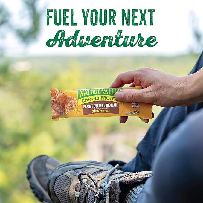 Nature Valley Creamy Protein Bars, Peanut Butter Chocolate, 10g Protein Snacks, 5 Bars, 7.45 oz