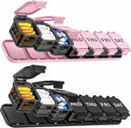 2-Pack Extra Large Weekly Pill Organizer - XL Vitamin Holder with 7 Detachable Compartments, Portable Medicine Pill Organizer for Supplements, Daily Pill Case for Home and Travel