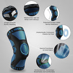 NEENCA Professional Knee Brace for Pain Relief, Medical Knee Support with Patella Pad & Side Stabilizers, Compression Knee Sleeve for Meniscus Tear, ACL, Joint Pain, Runner, Workout (Blue, Medium)