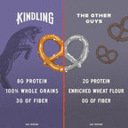 Kindling Protein Pretzels - Garlic-Parmesan | Protein-Packed Snack Size Bags | Kosher | 8-9g Protein Per Serving | No Artificial Flavors, Soy-Free | Lunches, Office Snacks, & On-the-Go | 16-Count (1.06oz Bags)