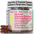 SHIZAM Slippery Elm, Mullein Leaf, Marshmallow Root, Licorice Root, Astragalus Root, Elderberry & Probiotic Bacillus Coagulans Gummies – Sugar-Free, Keto-Friendly, Vegan - Gymnema Sylvestre