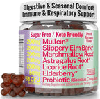 SHIZAM Slippery Elm, Mullein Leaf, Marshmallow Root, Licorice Root, Astragalus Root, Elderberry & Probiotic Bacillus Coagulans Gummies – Sugar-Free, Keto-Friendly, Vegan - Gymnema Sylvestre