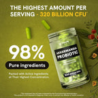 Akkermansia Muciniphila Probiotics 320 Billion CFU| Probiotic and Prebiotic | Akkermansia Probiotics for gut health | Inulin Prebiotic Fiber Capsules Astaxanthin & Berberine & Chromium | 120 capsules