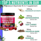 Adndale Magnesium Glycinate 400 mg Gummies with Ashwagandha, Magnesium Malate & Taurate, Tart Cherry, Magnolia Bark, Lemon Balm, Passionflower, Chamomile, L-Theanine, Zinc, Vitamin K2 & D3. 180CT