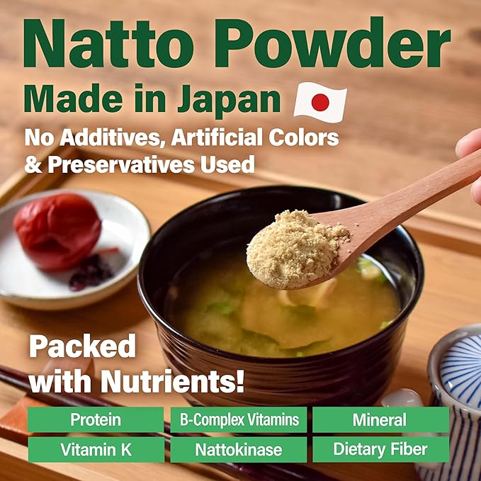 YAMASAN KYOTO UJI Japanese Natto Fermented Soybean Powder, Freeze-Dried Natto Powder, Vitamin K, Japanese Probiotic and Prebiotic Superfood – Low Sodium, Non-GMO, Vegan, Made in Japan 50g(1.76oz)