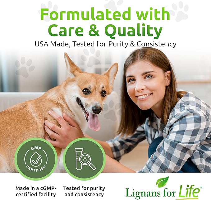 Lignans For Life Flaxseed and SDG - Omega 3 Fatty Acids, Fiber Antioxidants - Helps Improve Shiny Coat, Digestive and Heart Health, 25mg, 90 Capsules, 1 Pack