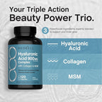 NeoCell Hyaluronic Acid Complex 900mg | 120 Capsules | with BioActive Collagen Peptides & MSM | Premium Grade Formula