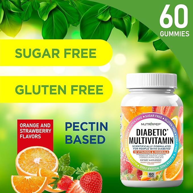 NutraPep Premium Multivitamin Chewable Gummies for Women & Men - Sugar-Free & Gluten Free Supplement Vitamins - Calcium Magnesium Zinc Manganese Thiamine Biotin…