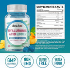 Hyaluronic Acid Gummies, Hyaluronic Acid Supplements with Vitamin C & Biotin 5000mcg for Skin, Hair, Nails Health, Joints Supplements for Women & Men, Low Sugar, Vegan, Non-GMO, 60 Counts