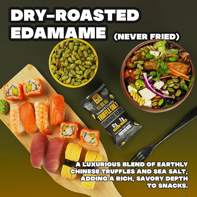 Where You Bean Edamame Beans Snack (Truffle Salt) - Crunchy and Dry Roasted Edamame Beans - High Protein Snacks, Keto and Vegan Healthy Snacks for Adults & Low Carb Asian Snack 0.9 oz (Pack of 8)
