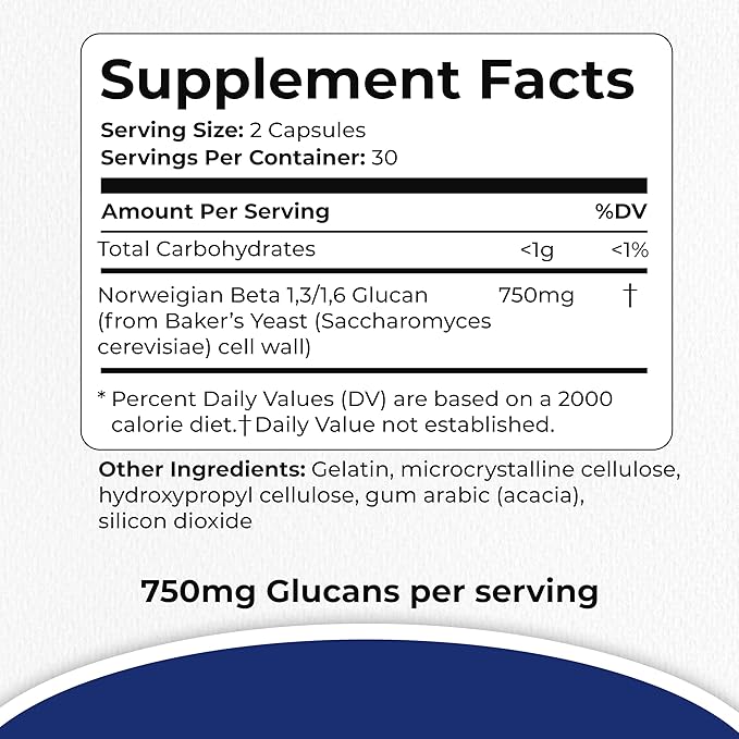 Immutol Immune Support Supplement with 750mg of Beta Glucan 1,3 1,6 - Natural Ingredients, High Potency to Boost Immunity and Overall Wellness, 60 Capsules (60)