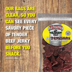 Old Trapper Beef Jerky, Teriyaki 8 Ounce Individual Pack, Tender Meat Snack for Lunches or Between Meals, 11 Grams of Protein, Zero Grams of Fat, and 70 Calories per Serving (Pack of One)