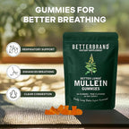 Betterbrand Mullein Chewable Gummies for Lung Cleanse and Detox, Respiratory Health Supplement, 1000mg Mullein Extract per Serving, 60 Gummies - 30 Day Supply - Pear Flavored
