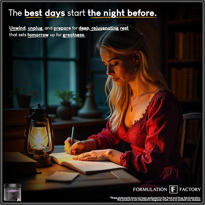 Formulation Factory 10-in1 Magnesium Glycinate Sleep Aid - The Night Before Recovery Complex with Melatonin & L-Theanine - Natural Relaxation Support (4 Month Supply, 240 Capsules)
