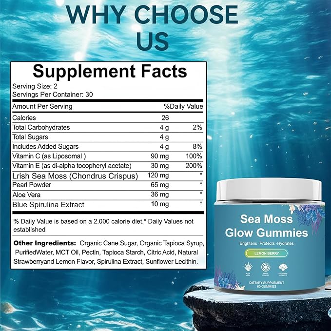 BalmBare Hair Revive Gummies - Irish Seaweed & Pearl Powder, Hair Skin Nails Support, Vegan Non-GMO Gluten-Free, Daily Supplement for Men & Women - 60 Count