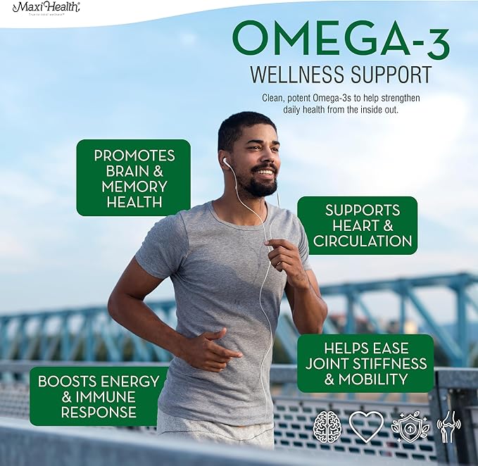 Omega 3 Supplement - Omega-3 Fish Oil 2000mg - Natural Source of EPA & DHA - Heart, Brain & Joint Health - Kosher Certified Wild Caught Marine Fish - 200 Vegetarian Softgels by Maxi Health