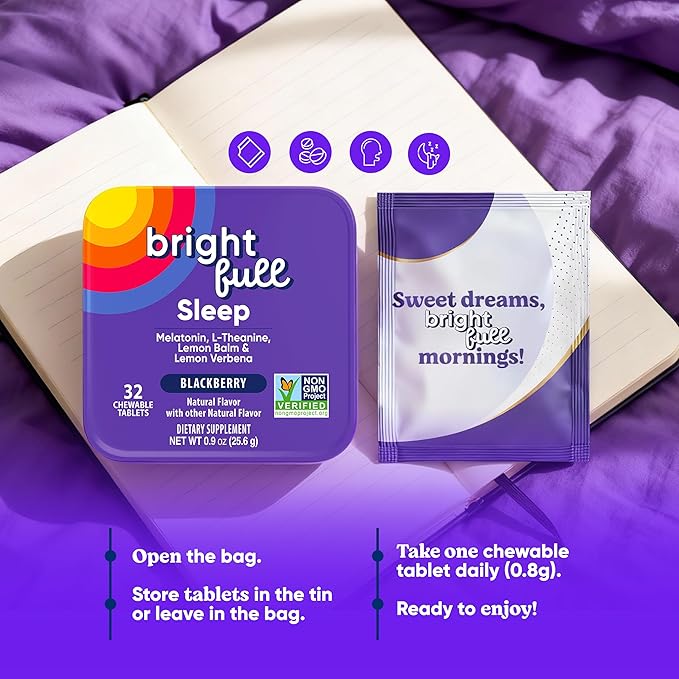 Supplement Natural Sleep Aid with Melatonin, Ashwagandha, Lemon Balm & L-Theanine – Drug-Free Sleep Support – Restful Sleep, Back to Sleep – BlackBerry Flavor – 32 Chewable Tablets