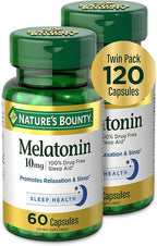 Nature's Bounty Melatonin, Promotes Relaxation and Sleep Health, 10mg, Capsules, 60 Ct (2 Pack)