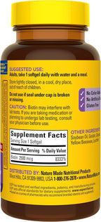 Nature Made Biotin 2500 mcg Extra Strength, Biotin Supplements Support Healthy Hair Skin & Nails, 150 Softgels, 150 Day Supply