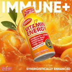 Vitamin Energy Immune+ Extra Strength Energy Shot Orange Burst 12 Pack, 260mg Natural Caffeine, B-Vitamins, Citicoline, Green Tea, Immunity & Focus Support, Zero Sugar, Gluten-Free 1.93 fl oz