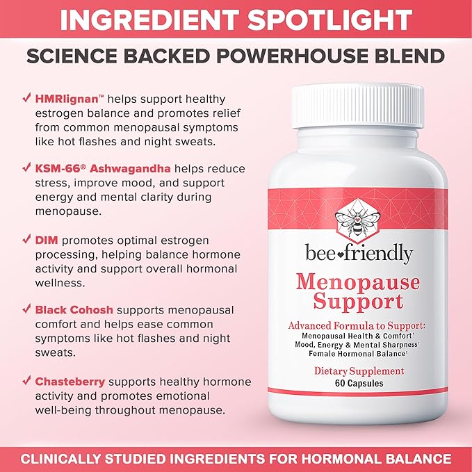 Menopause Supplements for Women, Relief of Hot Flashes, Night Sweats, for Menopausal Health, Comfort, Mood, Energy, Mental Sharpness, Hormonal Balance. DIM, Black Cohosh, Ashwagandha KSM-66 (60 caps)