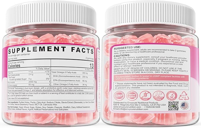 Myo-Inositol & D-Chiro Ideal 40:1, Inositol + Omega-3(3:1) Gummies, Hormone Balance for Women | Sugar Free Inositol Gummies w/Omega 3 DHA:EPA (3:1), Inositol Supplement for Cycle Health, Vegan, 60 Ct