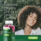 VITEEY Zinc Gummies for Men and Women - Zinc Supplements 50mg - Immune Boost & Skin Health - Vegan, Gluten Free - 60 Count