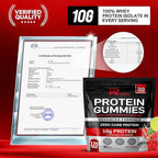 Zero Carb 100% Pure Whey Isolate Protein Gummies | 300g Total Protein per Bag | 10g per Serving Plant Based with Vitamins for Men & Women | Gluten Free Non-GMO | Watermelon Lime | 120 Count