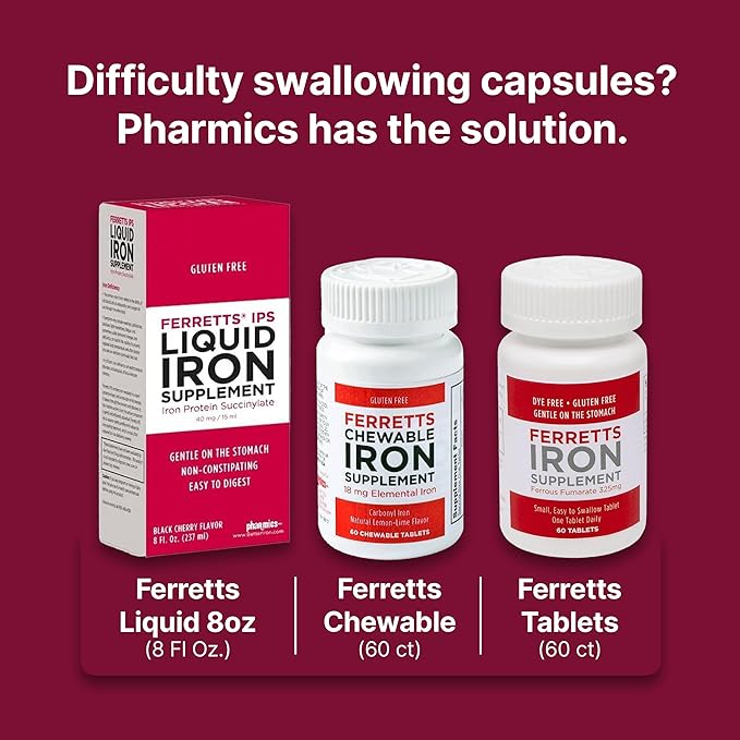 IPS Iron Supplement Capsules 18mg for Anemia - 100-Day Supply of Gentle Non-Constipating Iron for Women & Men